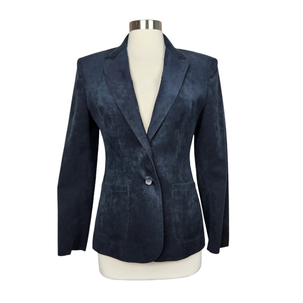 Adolf Schuman for Lilli Ann Vintage Black Ultrasuede Blazer Jacket Womens Size 6